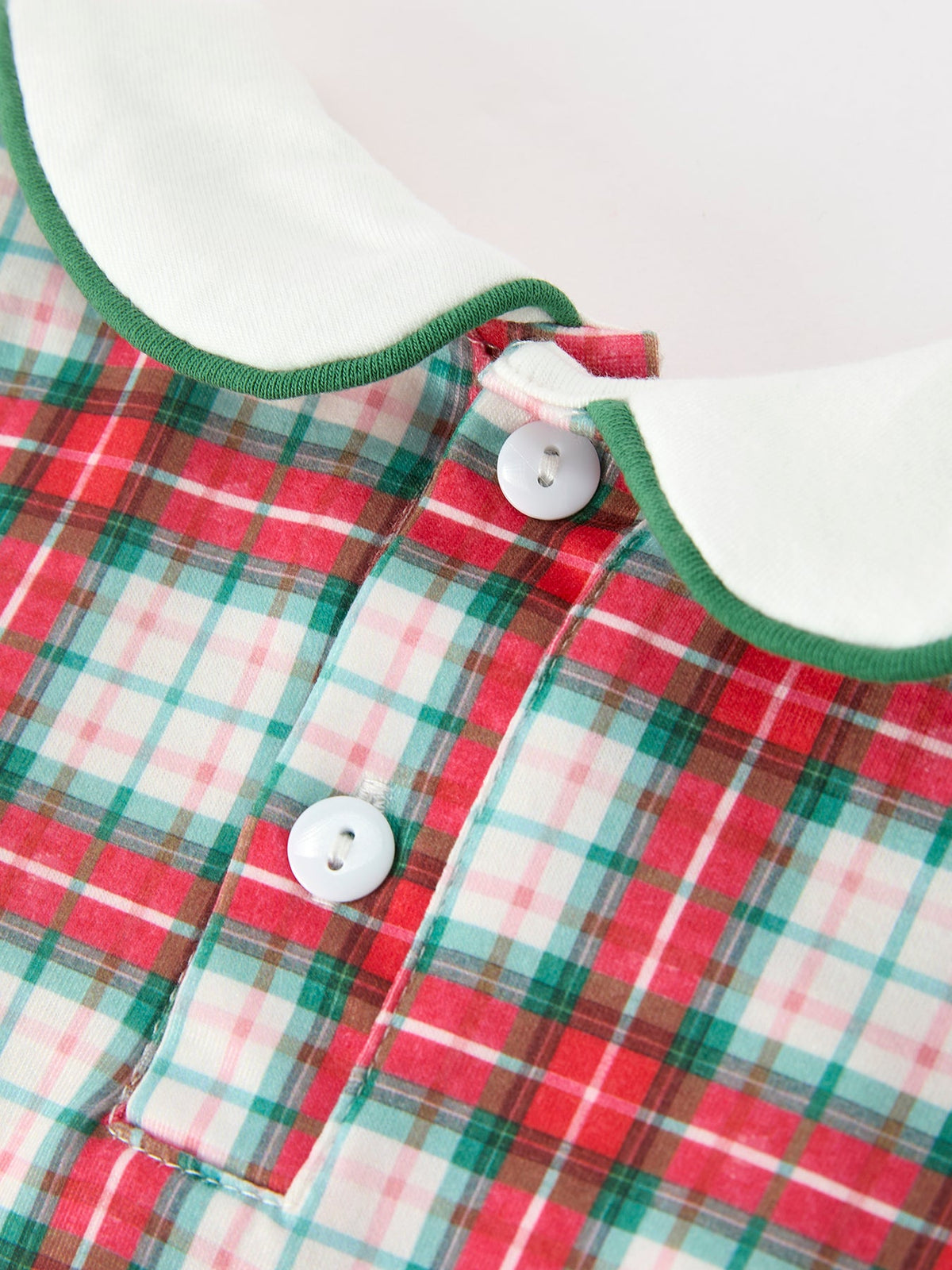 Rylee Faith Designs - Christmas Tree Plaid Boys Romper Peter Pan Collar Smocked - alternate view 4