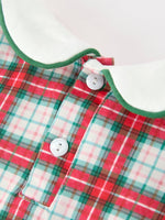 Rylee Faith Designs - Christmas Tree Plaid Boys Romper Peter Pan Collar Smocked - alternate view 4