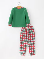Rylee Faith Designs - Christmas Tree Plaid Boys Set Long Sleeve Top Pants - alternate view 2