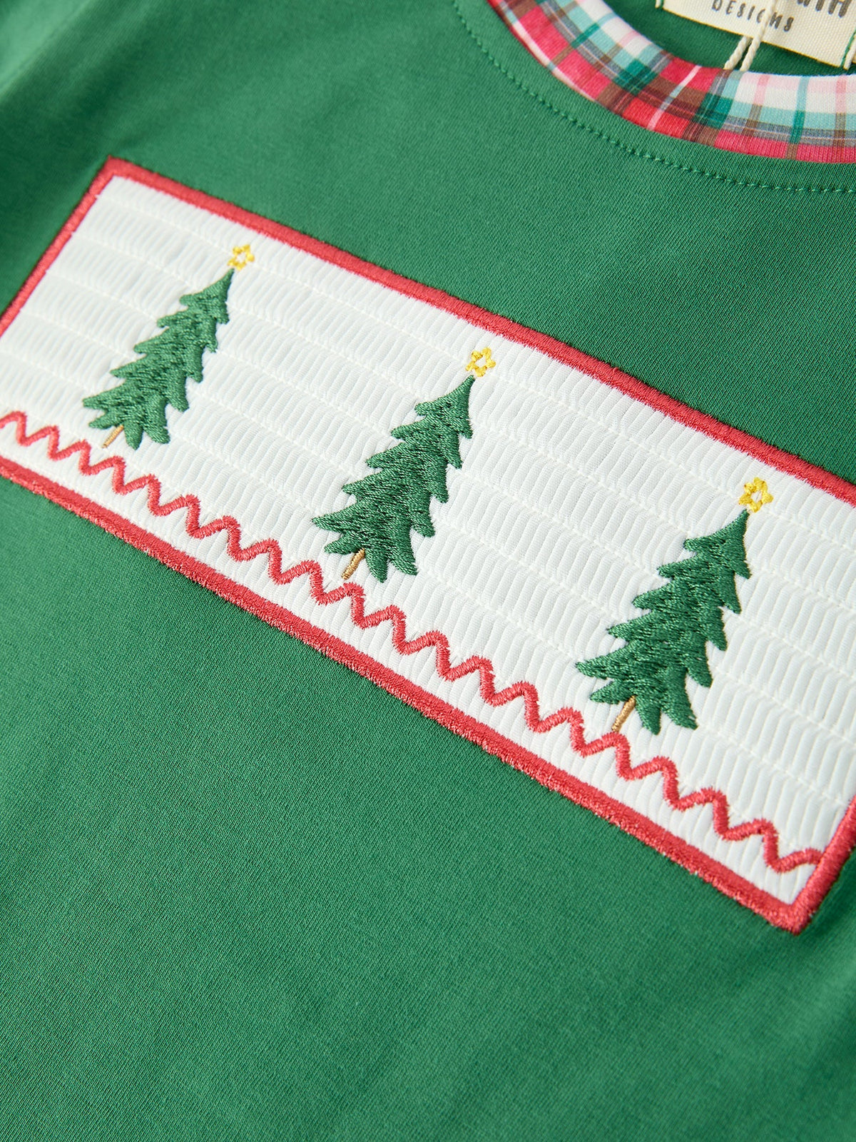 Rylee Faith Designs - Christmas Tree Plaid Boys Set Long Sleeve Top Pants - alternate view 5