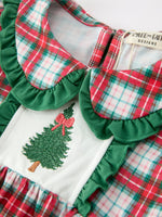 Rylee Faith Designs - Christmas Tree Plaid Girls Dress Petals Collar Ruffle - alternate view 3