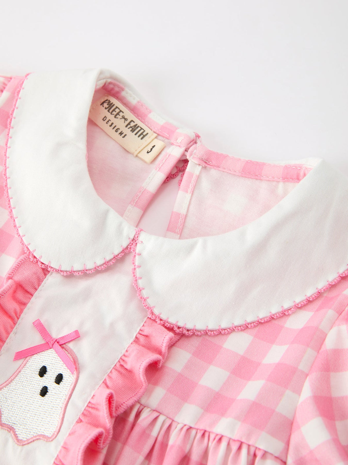 Rylee Faith Designs - Halloween Ghost Embroidered Girls Dress Peter Pan Collar Bow - alternate view 3