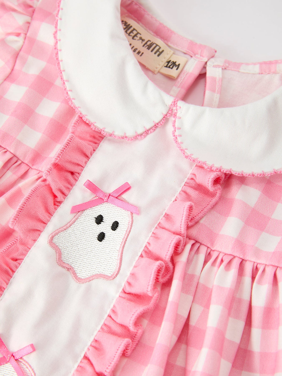 Rylee Faith Designs - Halloween Ghost Embroidered Girls Bloomer Set Peter Pan Collar - alternate view 3