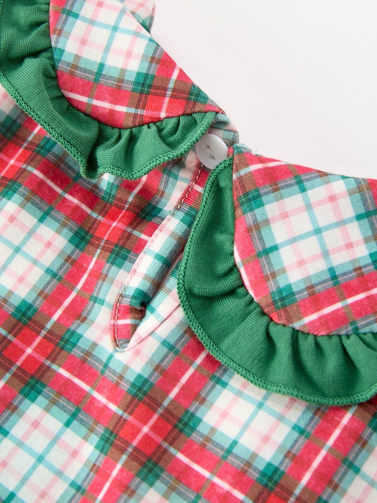 Rylee Faith Designs - Christmas Tree Plaid Girls Dress Petals Collar Ruffle - alternate view 4