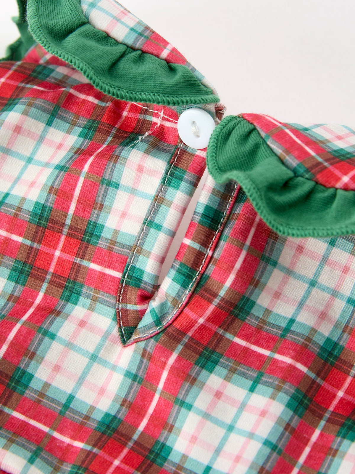 Rylee Faith Designs - Christmas Tree Plaid Girls Romper Petals Collar Ruffle - alternate view 4
