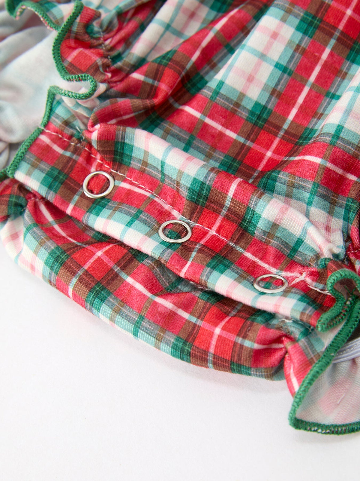 Rylee Faith Designs - Christmas Tree Plaid Girls Romper Petals Collar Ruffle - alternate view 5
