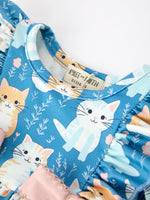 Rylee Faith Designs - Fall Cat Print Girls Long Sleeve Romper - alternate view 8