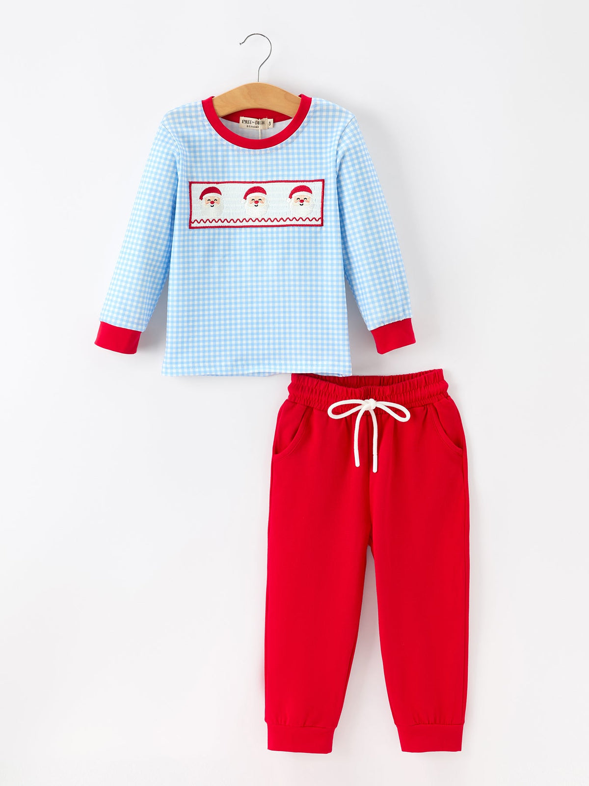 Rylee Faith Designs - Christmas Santa Smocked Embroidered Boys Pant Set