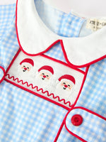 Rylee Faith Designs - Christmas Santa Embroidered Boys Jon Jon Peter Pan Collar - alternate view 3