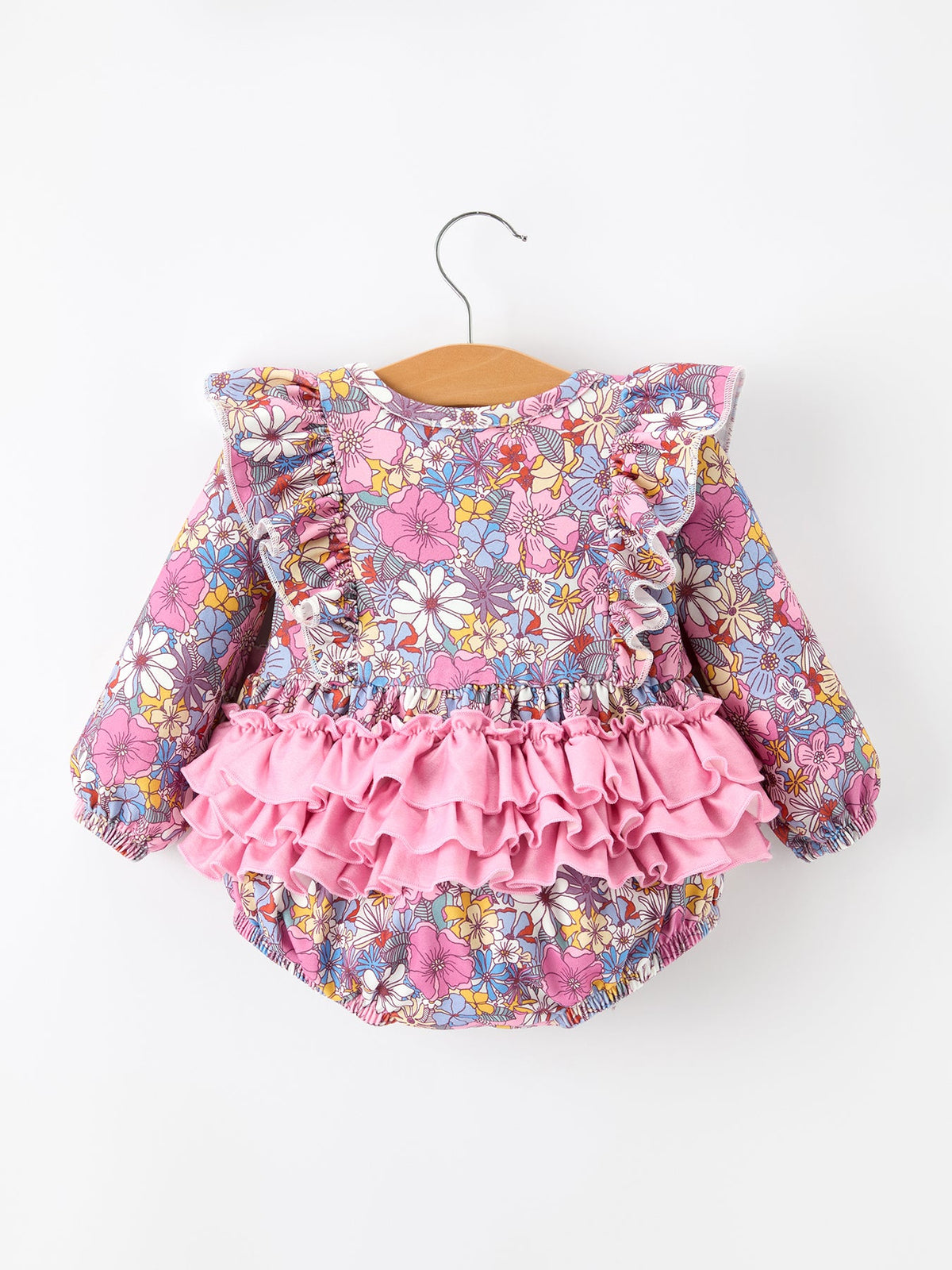Rylee Faith Designs - Fall Vintage Floral Print Girls Long Sleeve Romper - alternate view 8
