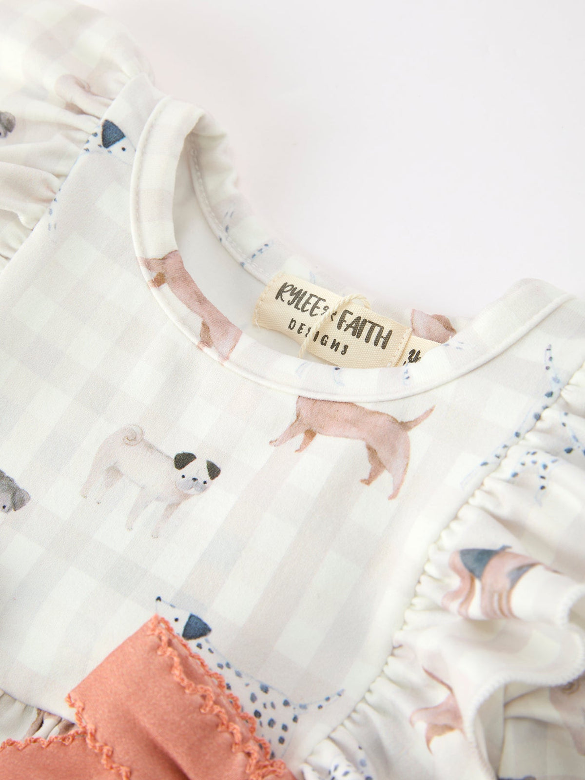 Rylee Faith Designs - Fall Plaid Dog Print Girls Long Sleeve Romper - alternate view 8