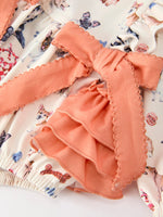 Rylee Faith Designs - Fall Dog Print Girls Long Sleeve Ruffle Bow Romper - alternate view 4