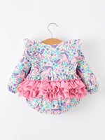 Rylee Faith Designs - Unicorn Floral Print Girls Long Sleeve Romper - alternate view 8