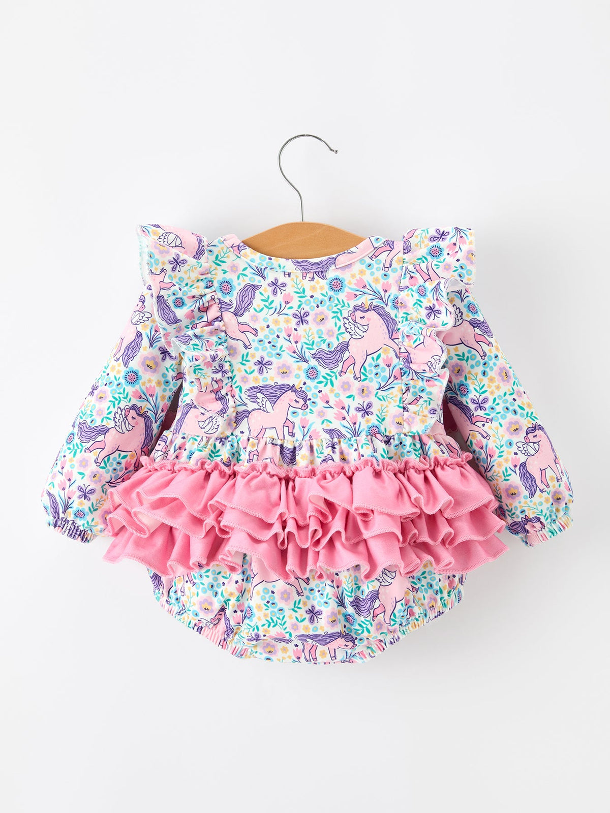 Rylee Faith Designs - Unicorn Floral Print Girls Long Sleeve Romper - alternate view 8