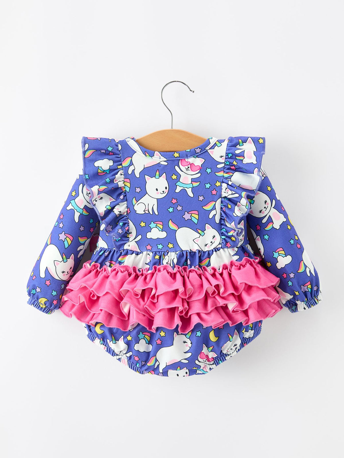 Rylee Faith Designs - Fall Ghost Cat Print Girls Long Sleeve Romper - alternate view 2