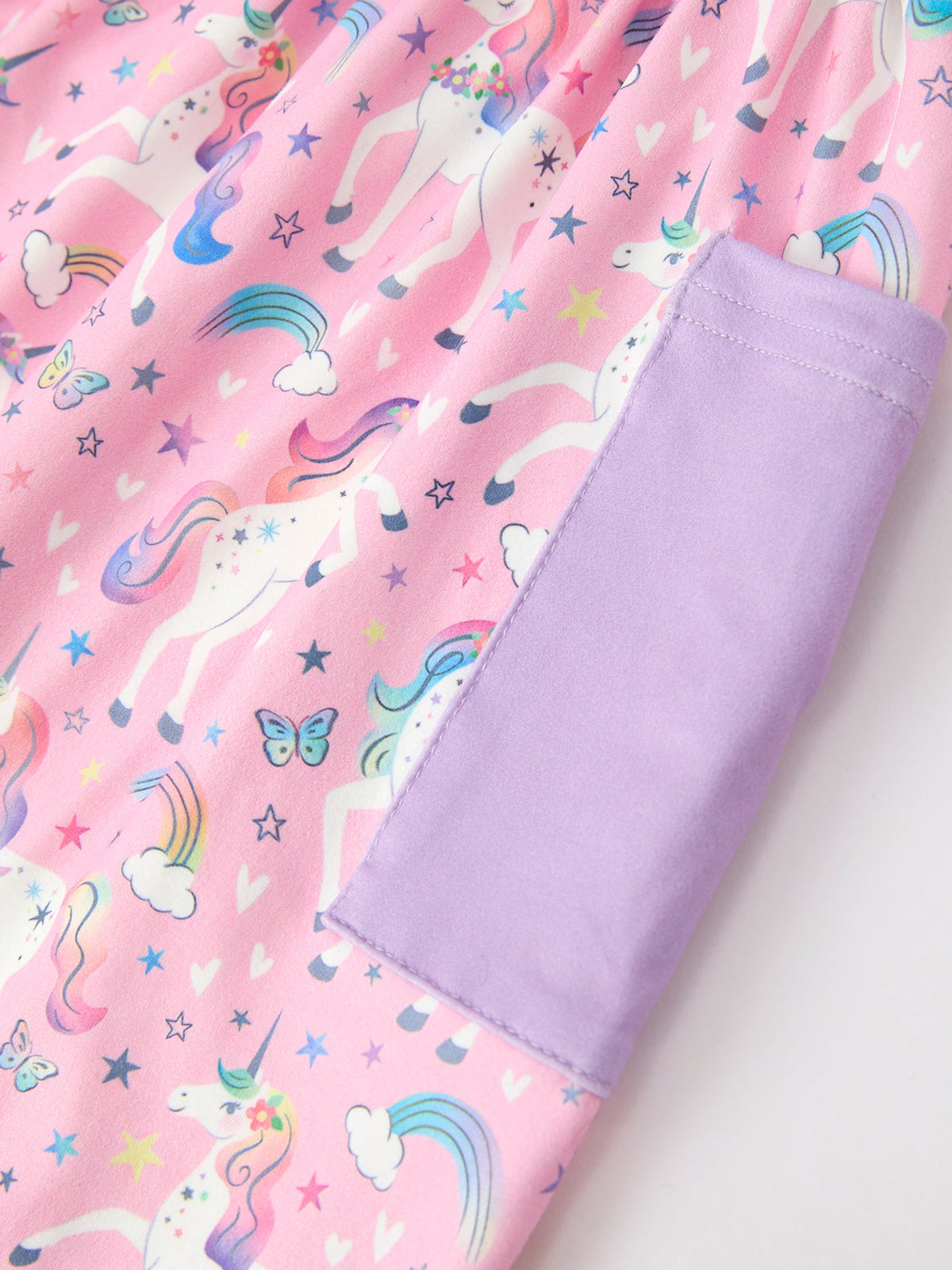 Rylee Faith Designs - Pink Unicorn Girls Pocket Dress Rainbow Star Print - alternate view 4