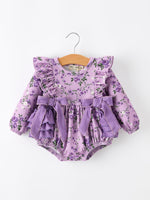 Rylee Faith Designs - Fall Lavender Floral Print Girls Long Sleeve Romper - alternate view 8