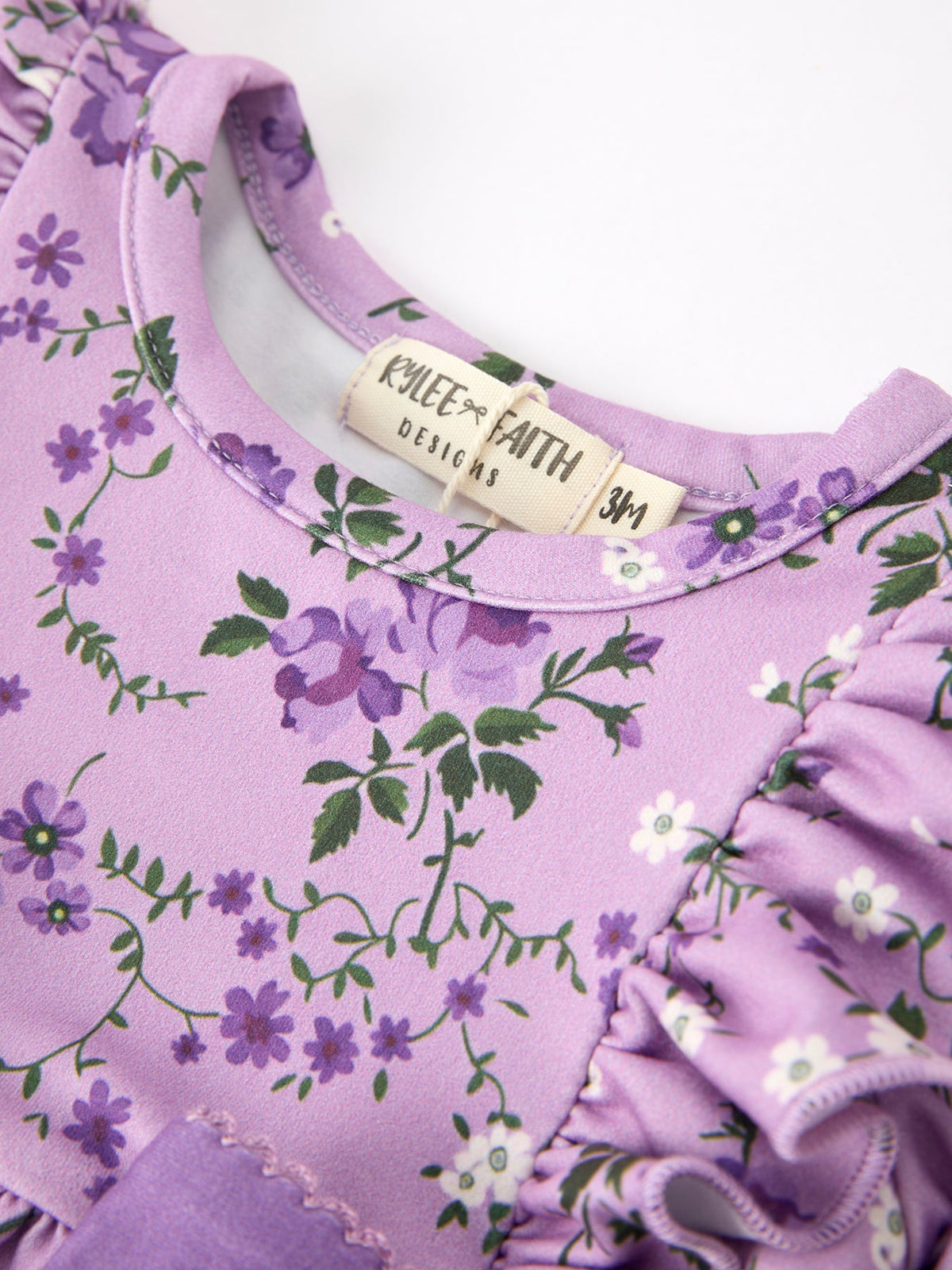 Rylee Faith Designs - Fall Lavender Floral Print Girls Long Sleeve Romper - alternate view 10