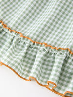 Rylee Faith Designs - Fall Plaid Girls Dress Pumpkin Applique Ruffle Button Dress - alternate view 5