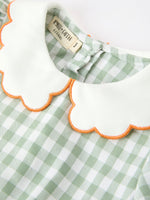 Rylee Faith Designs - Fall Plaid Girls Dress Pumpkin Bow Smocked Peter Pan Collar - alternate view 9