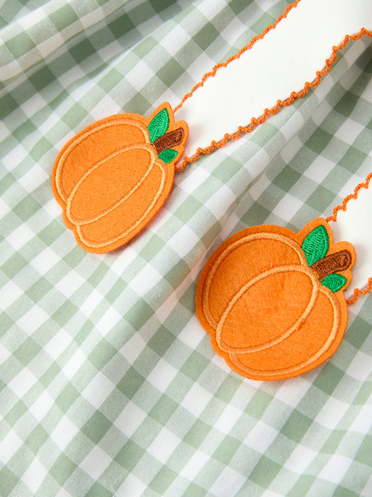 Rylee Faith Designs - Fall Plaid Girls Dress Pumpkin Bow Smocked Peter Pan Collar - alternate view 10