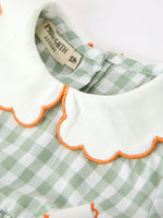 Rylee Faith Designs - Fall Plaid Baby Girl Romper Pumpkin Bow Peter Pan Collar - alternate view 8