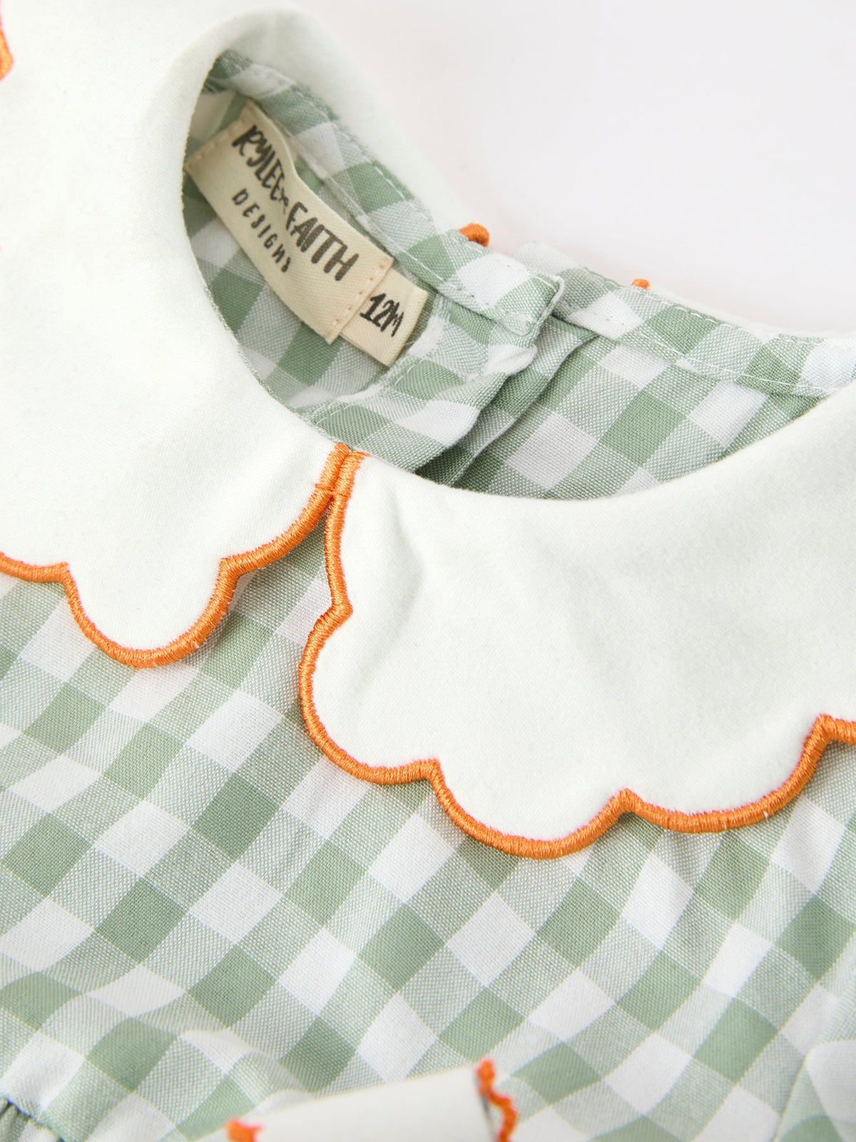Rylee Faith Designs - Fall Plaid Baby Girl Romper Pumpkin Bow Peter Pan Collar - alternate view 8