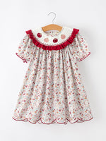 Rylee Faith Designs - Fall Pumpkin Embroidery Girls Dress Floral Ruffle Collar Dress