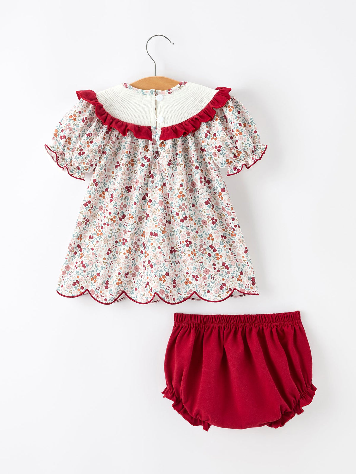 Rylee Faith Designs - Fall Pumpkin Embroidery Baby Girl Outfit Set Red Bloomer Set - alternate view 2