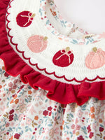 Rylee Faith Designs - Fall Pumpkin Embroidery Baby Girl Outfit Set Red Bloomer Set - alternate view 3