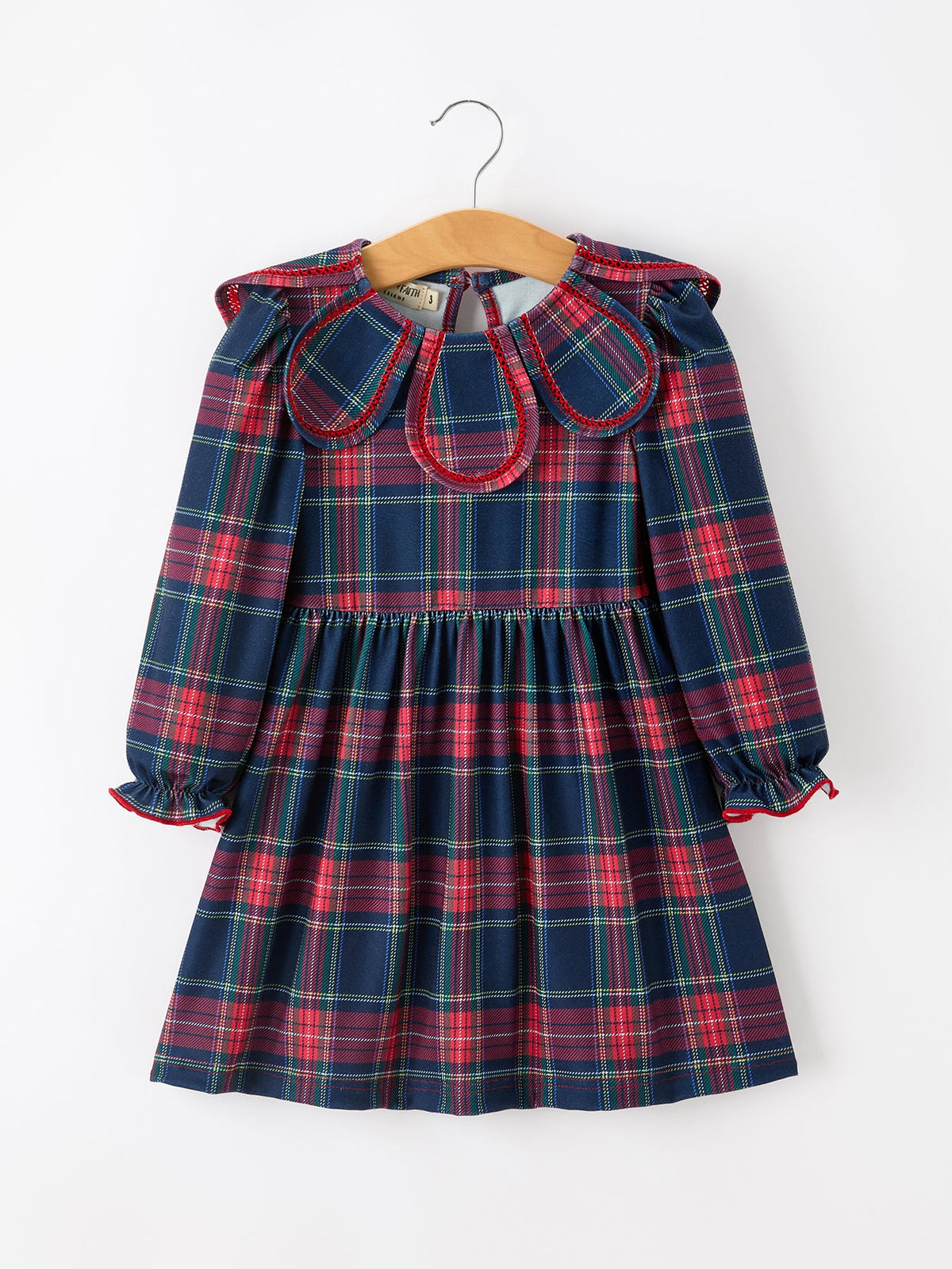 Rylee Faith Designs - Fall Plaid Girl Dress Petal Collar Puff Sleeve Long Sleeve - alternate view 6