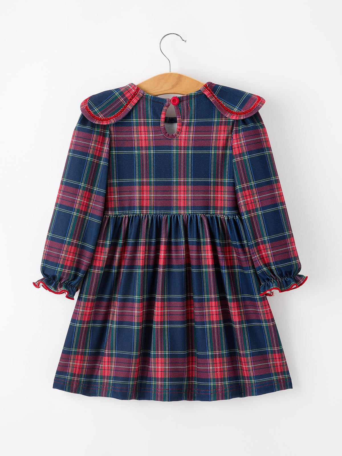 Rylee Faith Designs - Fall Plaid Girl Dress Petal Collar Puff Sleeve Long Sleeve - alternate view 7