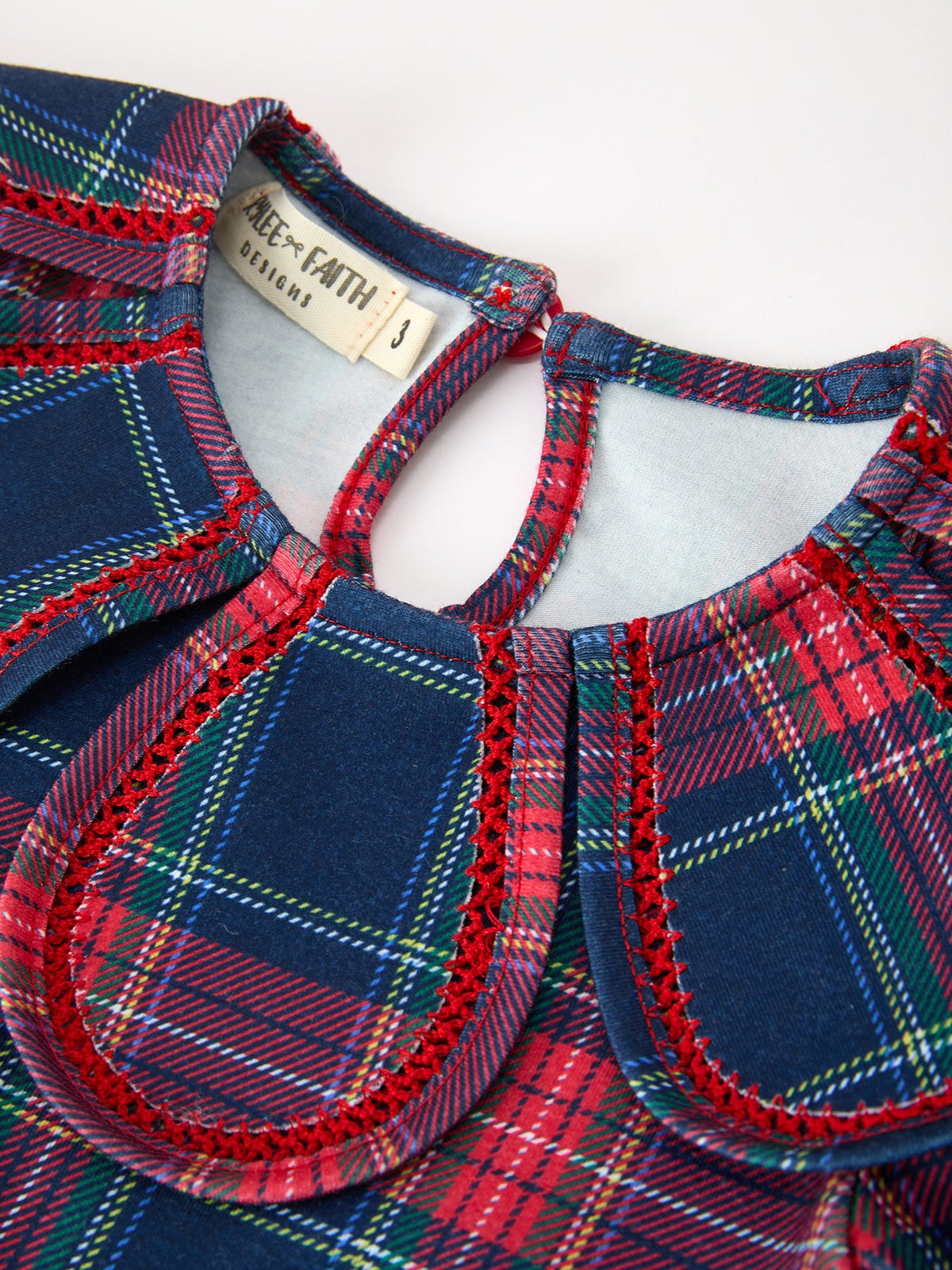 Rylee Faith Designs - Fall Plaid Girl Dress Petal Collar Puff Sleeve Long Sleeve - alternate view 8