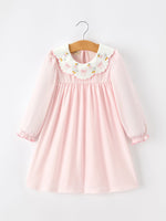 Rylee Faith Designs - Pink Goose Embroidered Baby Girl Dress Peter Pan Collar Bow Dress - alternate view 6