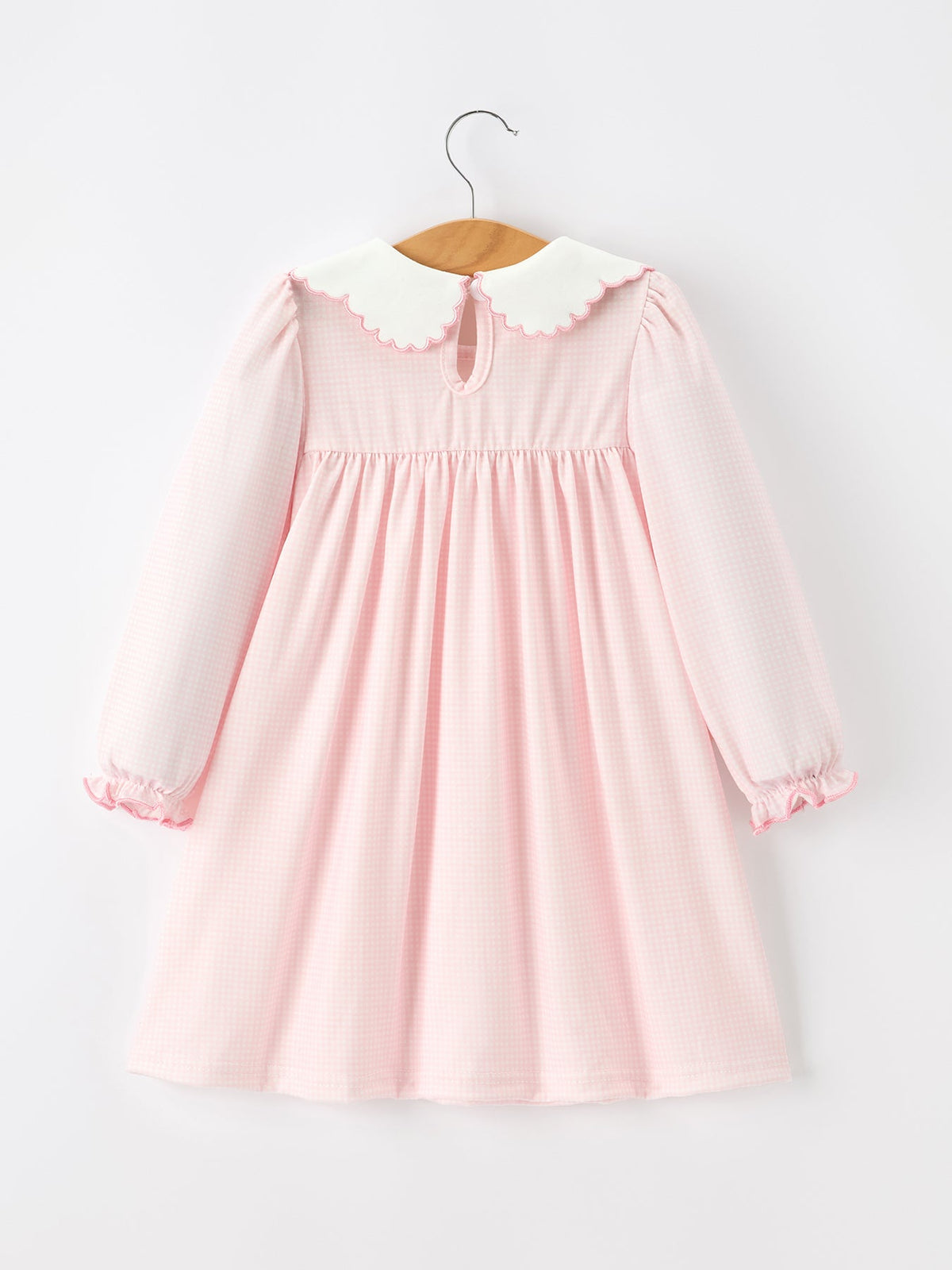 Rylee Faith Designs - Pink Goose Embroidered Baby Girl Dress Peter Pan Collar Bow Dress - alternate view 7