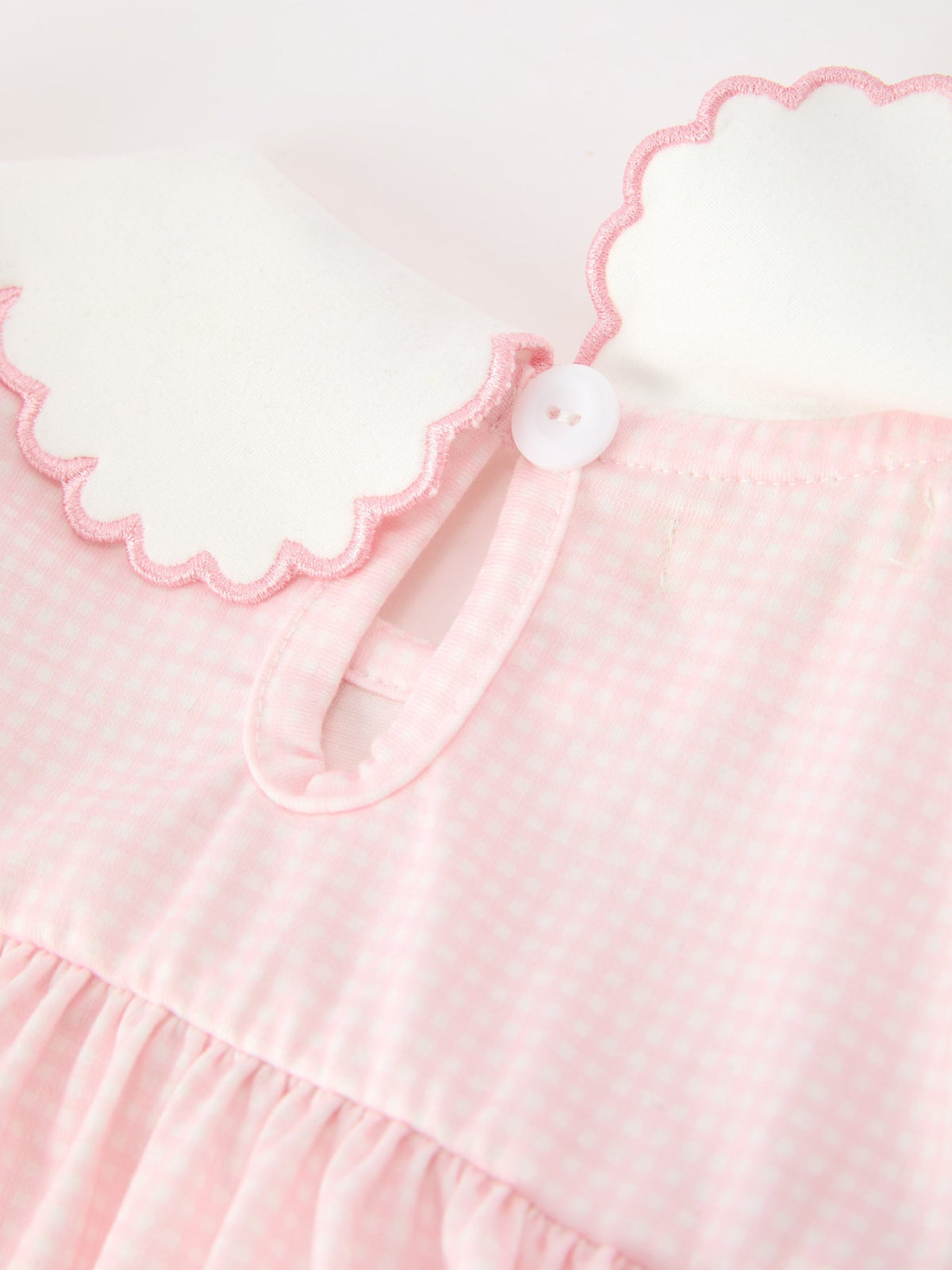Rylee Faith Designs - Pink Goose Embroidered Baby Girl Dress Peter Pan Collar Bow Dress - alternate view 9