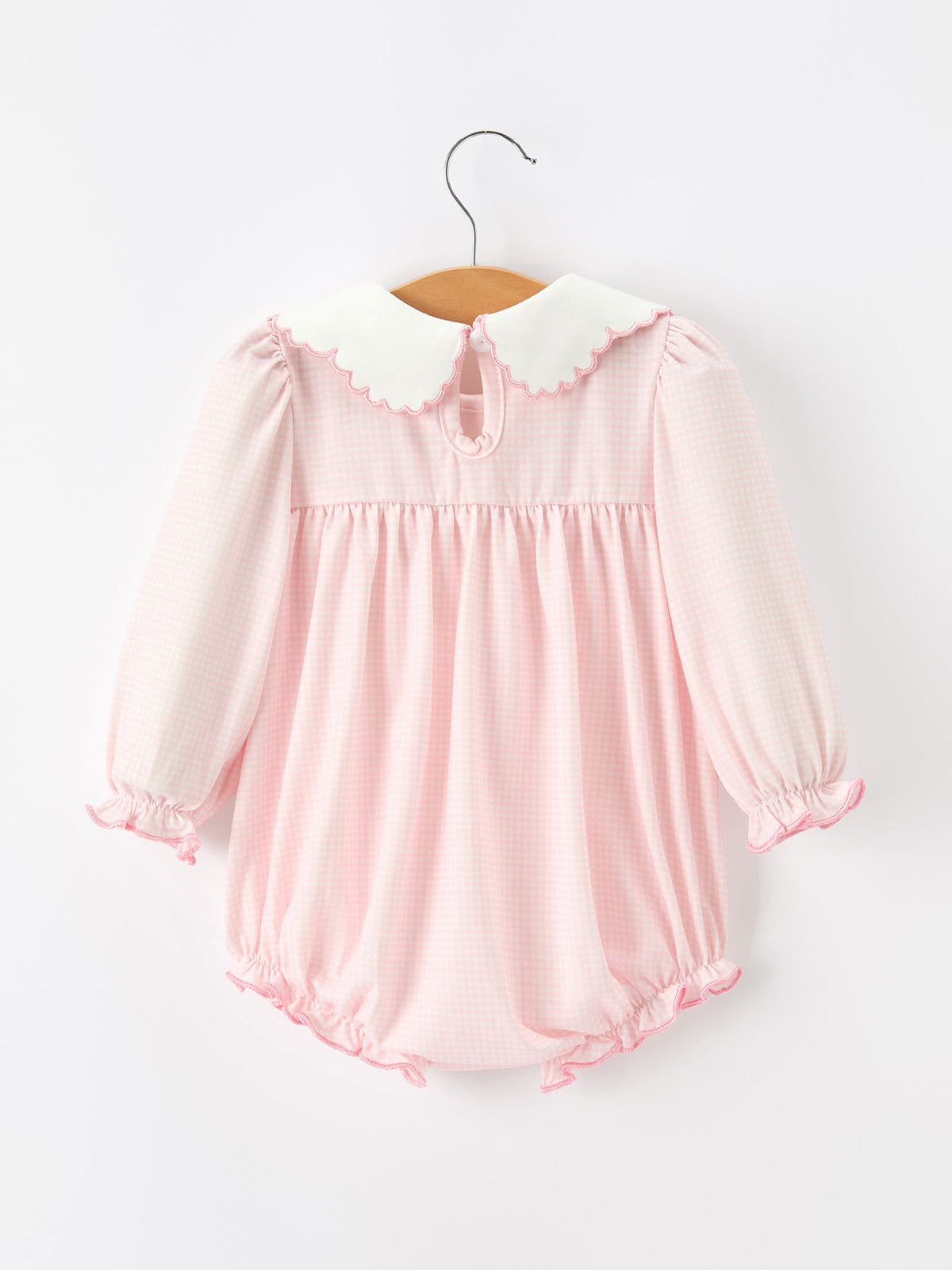 Rylee Faith Designs - Pink Goose Embroidered Baby Girl Romper Ruffle Collar - alternate view 7