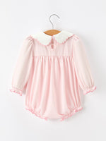 Rylee Faith Designs - Pink Goose Embroidered Baby Girl Romper Ruffle Collar - alternate view 7
