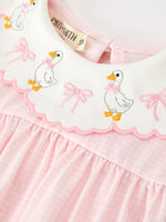 Rylee Faith Designs - Pink Goose Embroidered Baby Girl Romper Ruffle Collar - alternate view 8
