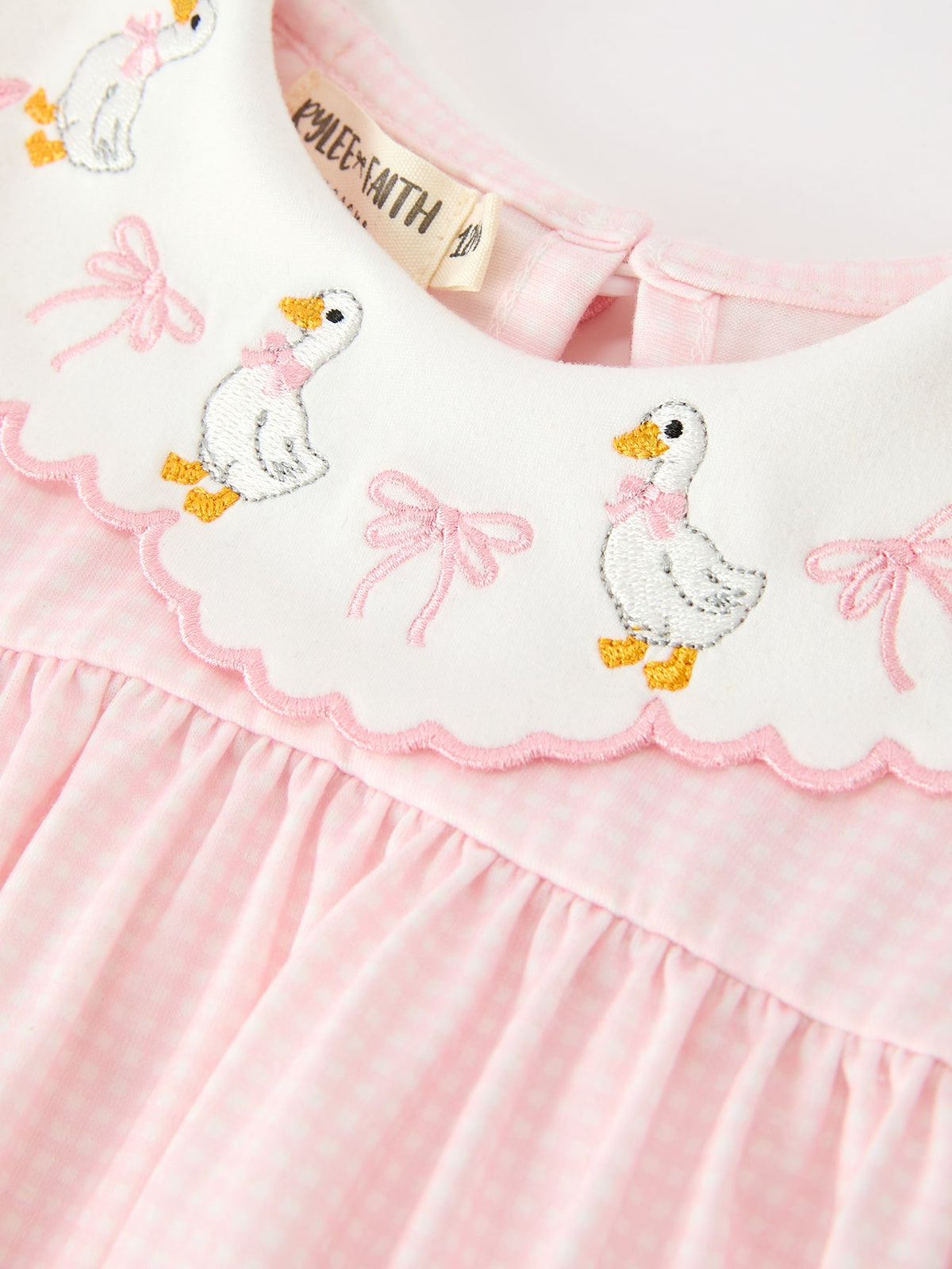 Rylee Faith Designs - Pink Goose Embroidered Baby Girl Romper Ruffle Collar - alternate view 8