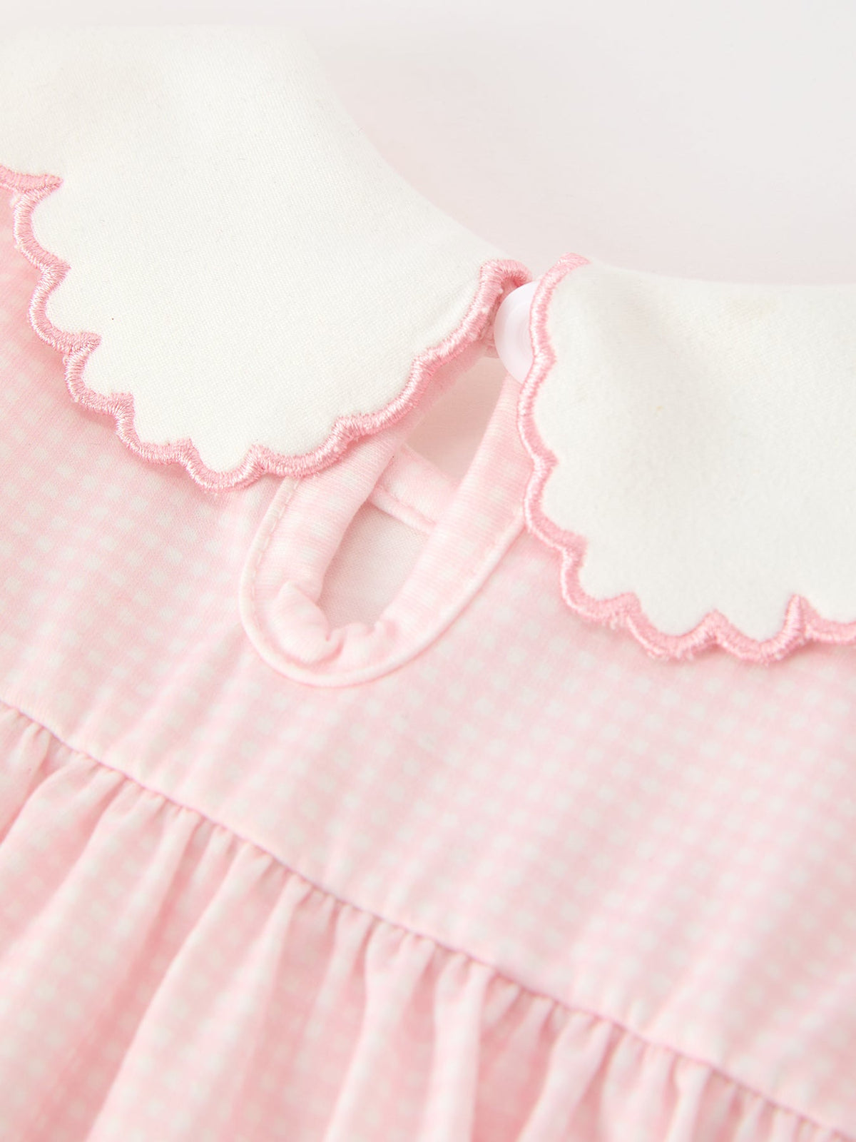 Rylee Faith Designs - Pink Goose Embroidered Baby Girl Romper Ruffle Collar - alternate view 9