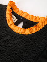 Rylee Faith Designs - Girls Halloween Dog Pumpkin Applique Dress Puff Sleeve - alternate view 3