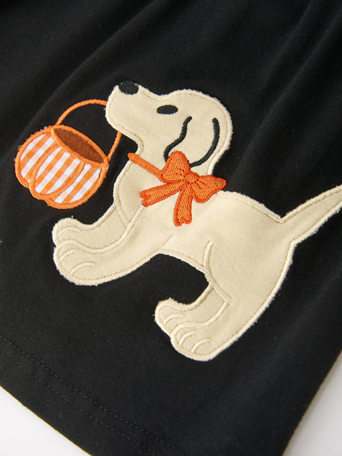 Rylee Faith Designs - Girls Halloween Dog Pumpkin Applique Dress Puff Sleeve - alternate view 5