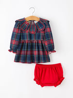 Rylee Faith Designs - Fall Plaid Girl Set Petal Collar Puff Sleeve Bloomer - alternate view 7