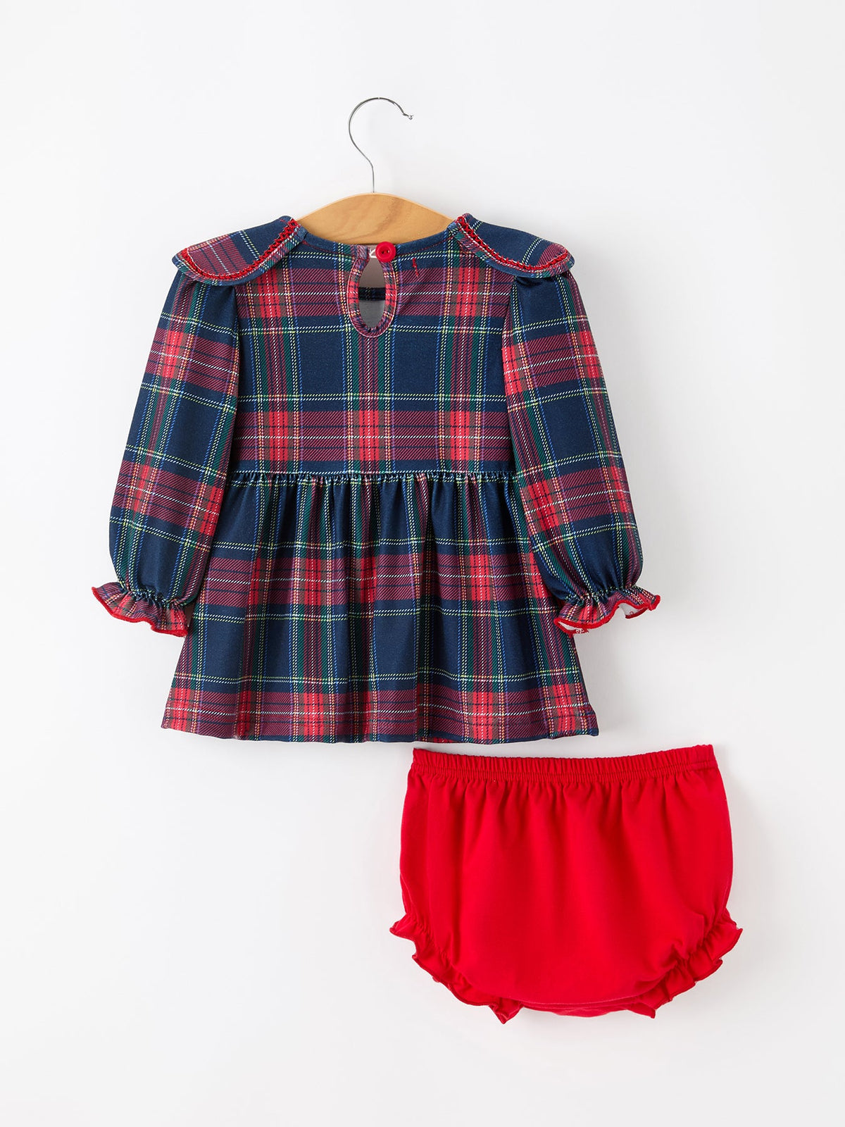 Rylee Faith Designs - Fall Plaid Girl Set Petal Collar Puff Sleeve Bloomer - alternate view 8