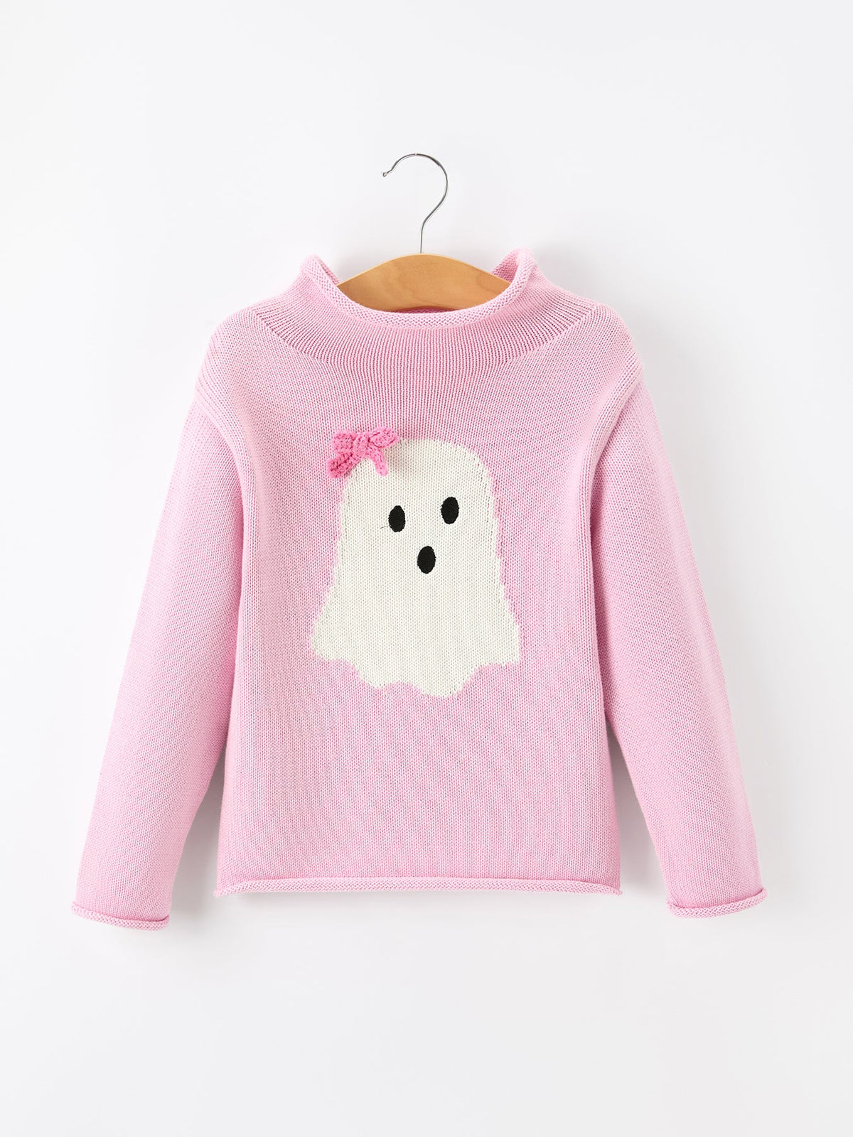 Rylee Faith Designs - Girls Ghost Bow Knit Sweater Halloween Cute Embroidered Pullover - alternate view 6