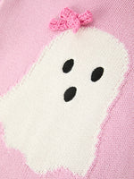 Rylee Faith Designs - Girls Ghost Bow Knit Sweater Halloween Cute Embroidered Pullover - alternate view 9