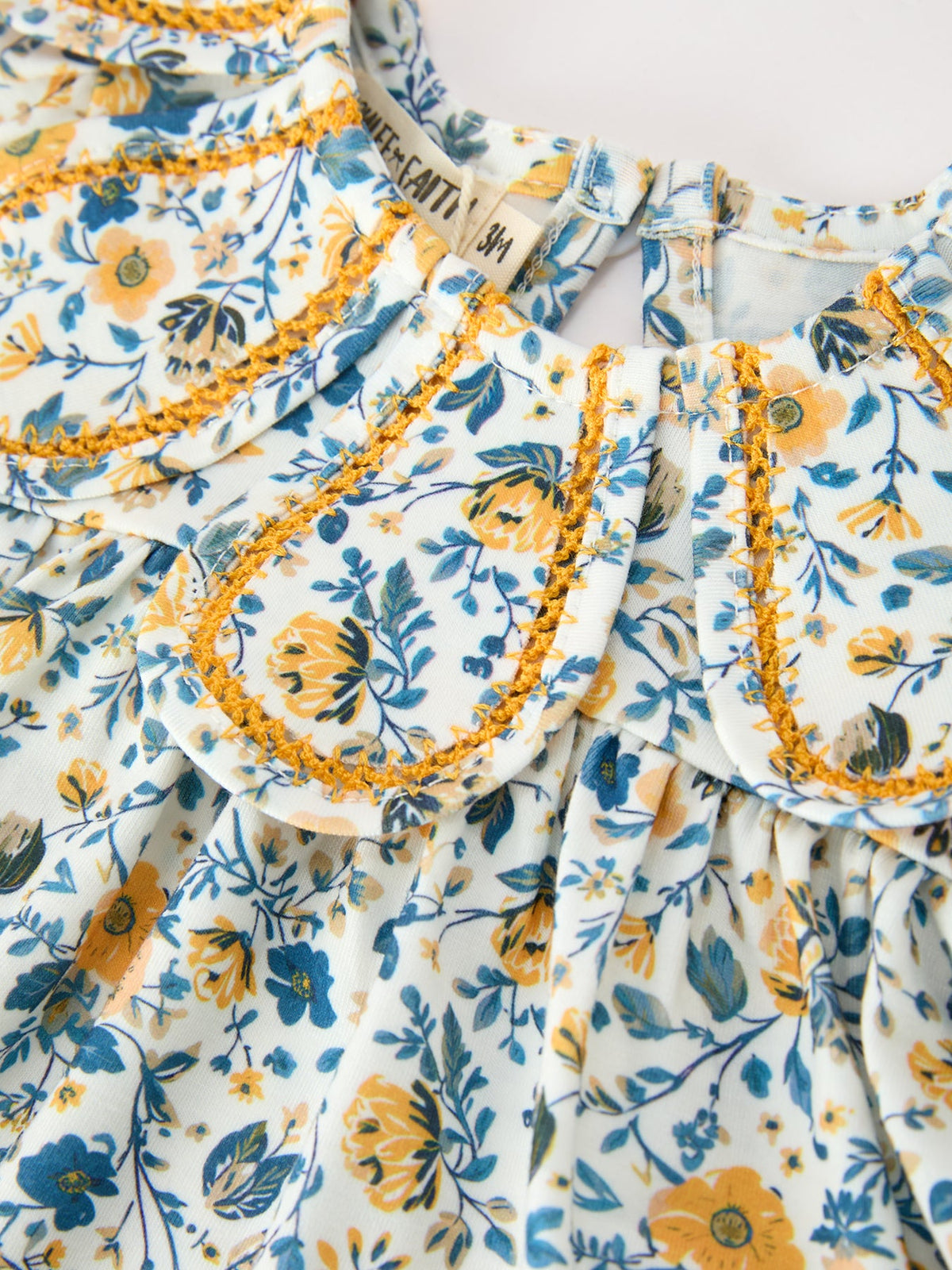 Rylee Faith Designs - Floral Girls Outfit Set Yellow Puff Sleeve Top Bloomers Set - alternate view 3