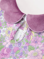 Rylee Faith Designs - Purple Floral Girls Dress Velvet Collar Bow Long Sleeve Dress - alternate view 5