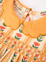 Rylee Faith Designs - Fall Floral Stripe Girls Dress Petals Collar Smocked - alternate view 9